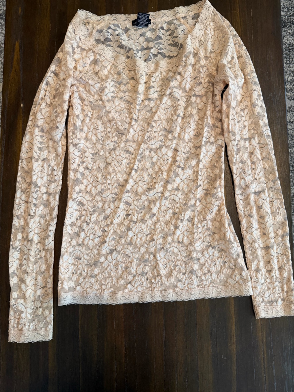 Moda International Beige Lace Overlay Top